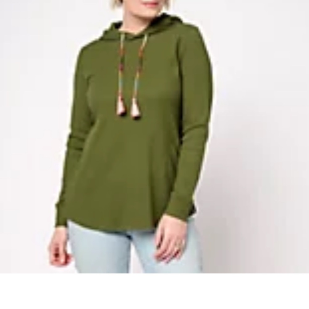 Belle by Kim Gravel Hoodie With Bracelet Tassel Ties Size 10/12 Surplus Green